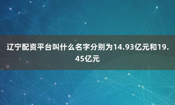 辽宁配资平台叫什么名字分别为14.93亿元和19.45亿元